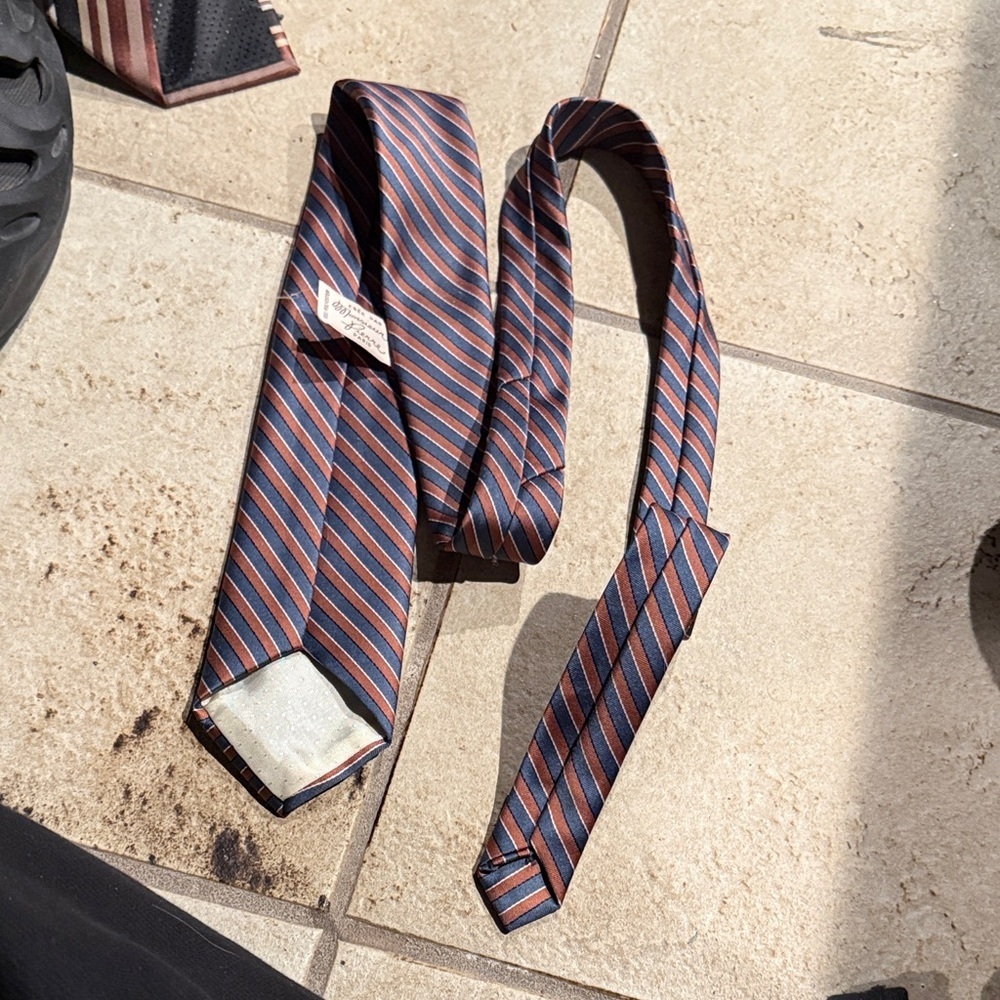 Monsieur Pierre Paris Striped Blue and Red Tie